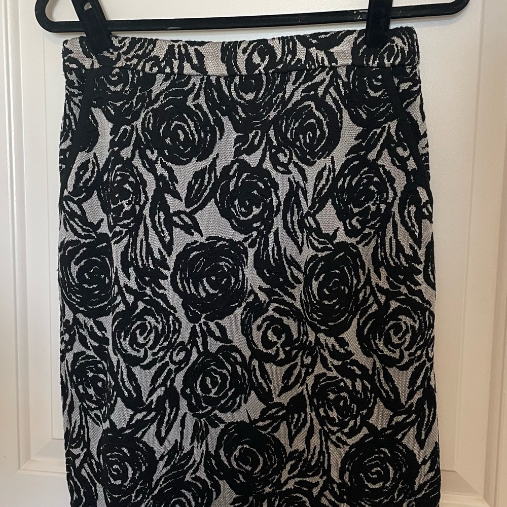 Floral Black and Gray Skirt